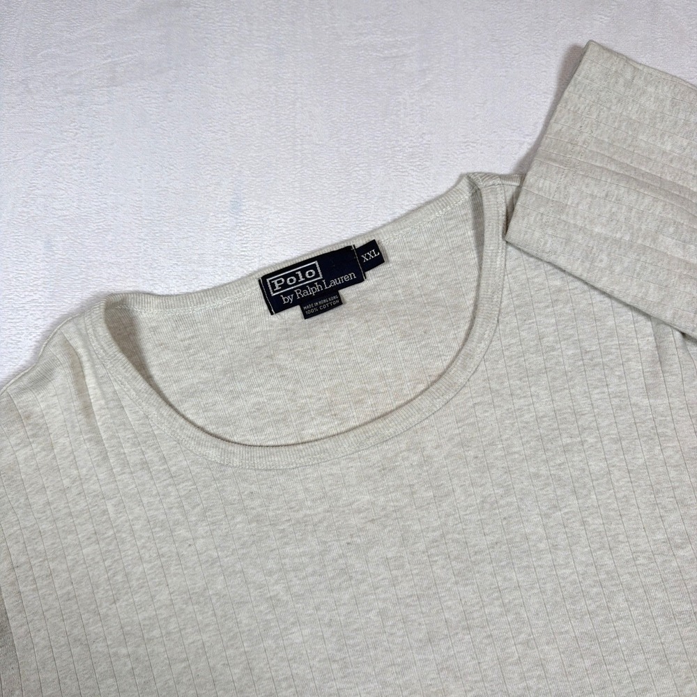 Vintage Y2K Polo Ralph Lauren Ribbed Knit Shirt XXL Made in Hong Kong